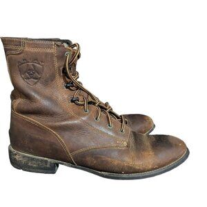 Ariat Heritage Roper Distressed Equipped Brown Lace Up Western Boots 8B